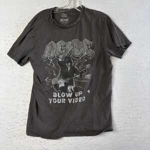 ACDC T-Shirt‎ Mens Small Charcoal Blow Up Your Video Graphic Rock Band Tee